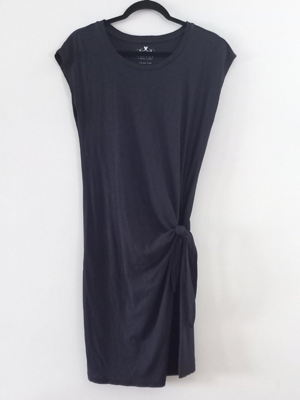 VELVET BY GRAHAM & SPENCER Navy blue vintage slub t shirt dress